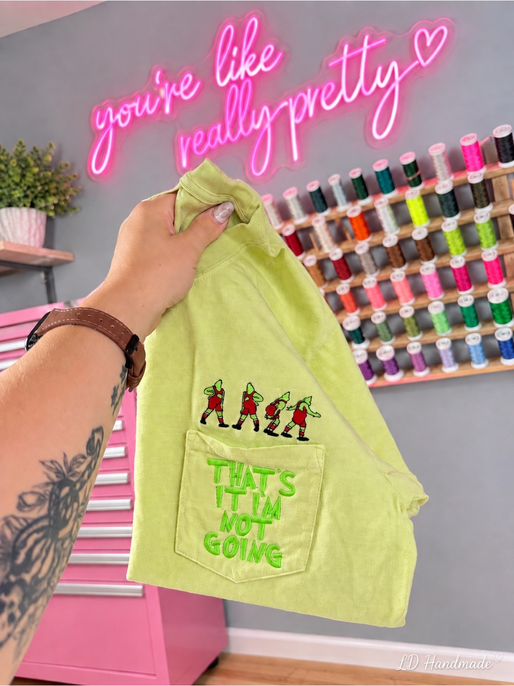 GRINCH "That's It I'm Not Going" Pocket Tee - Light Green